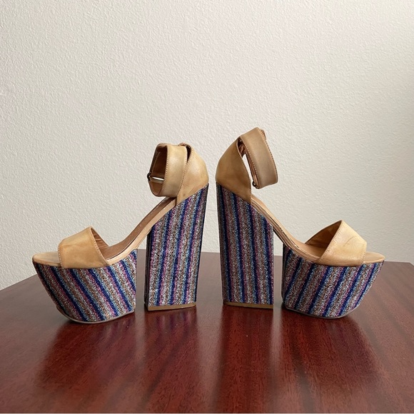 Jeffrey Campbell Disco Multicolored 1970s Platform Sandals - Picture 3 of 13